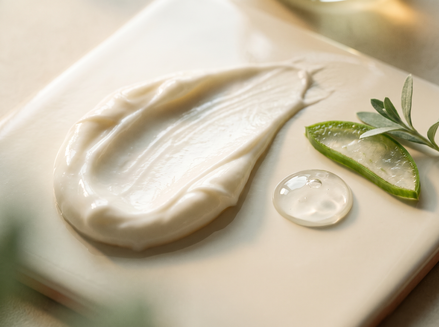 Texture de la crème VELLORIA avec gel d'aloe vera