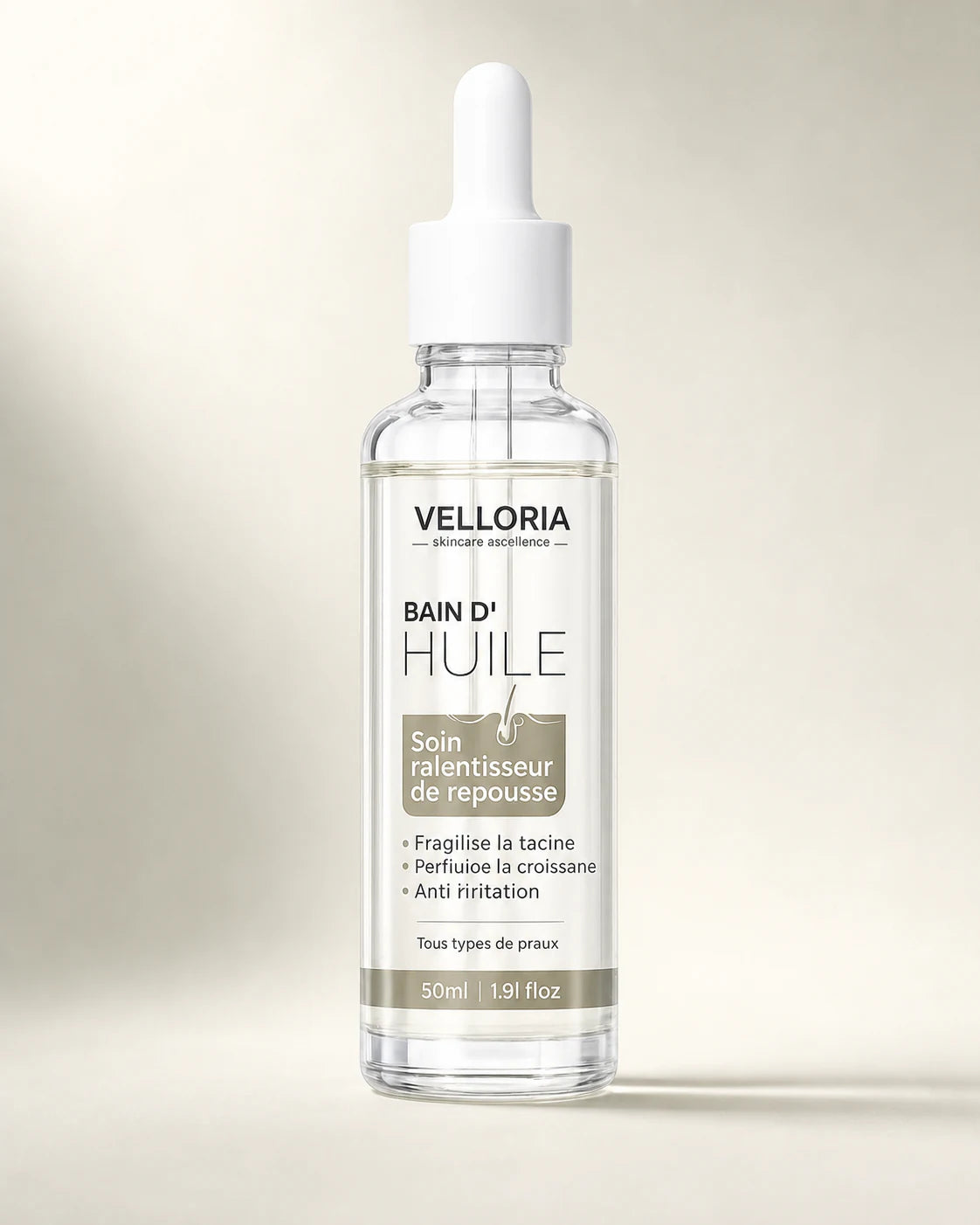 Bain d'Huile VELLORIA, soin ralentisseur de repousse 50 ml